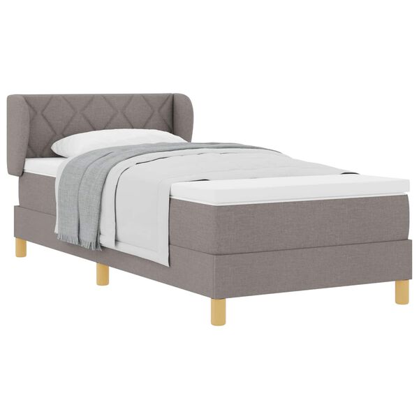 vidaXL Cama tipo Box Spring con colch&oacute;n Taup&eacute; 90 x 200 cm tela
