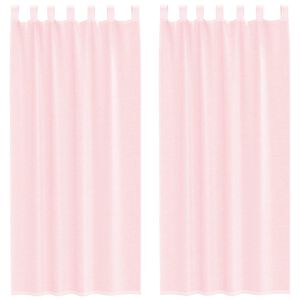 vidaXL Cortinas de gasa con bolsillos para varillas 2 uds. rosa claro