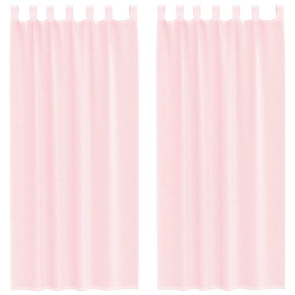 vidaXL Cortinas de gasa con bolsillos para varillas 2 uds. rosa claro