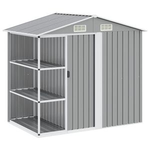 vidaXL Cobertizo de jard&iacute;n con estanter&iacute;a hierro gris 205x130x183 cm