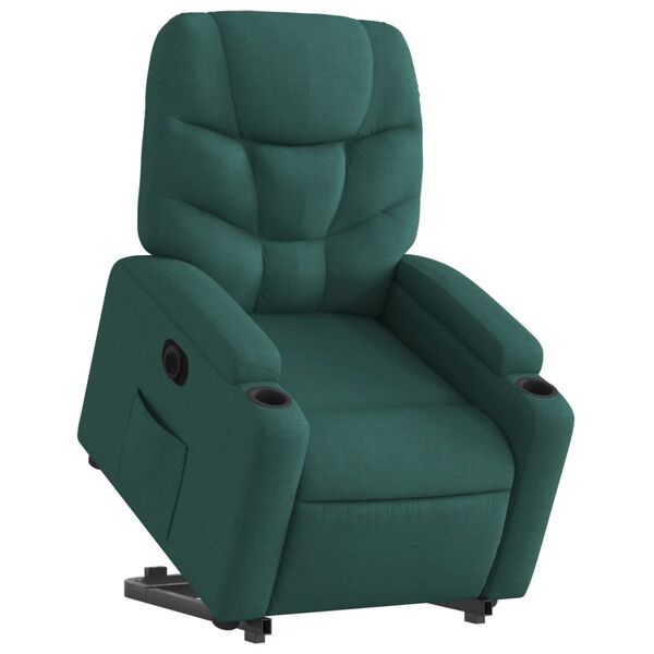 vidaXL Sillón eléctrico reclinable elevable de tela verde oscuro