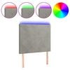 vidaXL Cabecero con luces LED terciopelo gris claro 100x5x118/128 cm