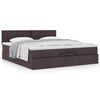 vidaXL Estructura de cama otomana con colch&oacute;n marr&oacute;n oscuro 200x200 cm