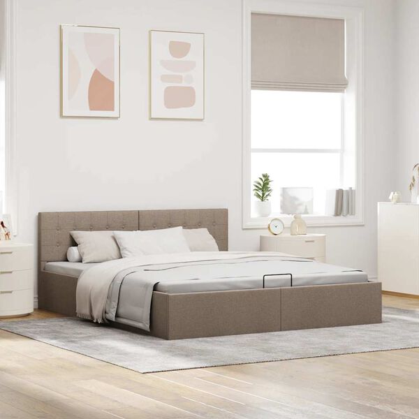 vidaXL Cama canap&eacute; hidr&aacute;ulica almacenaje sin colch&oacute;n taupe 160x200 cm
