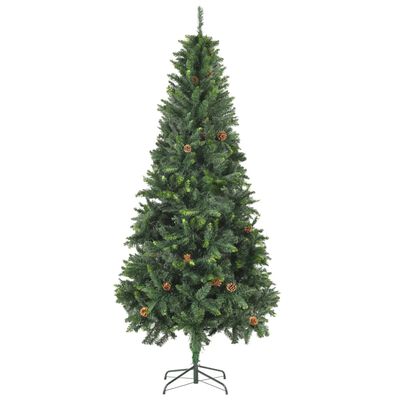 vidaXL Árbol de Navidad artificial con piñas verde 210 cm