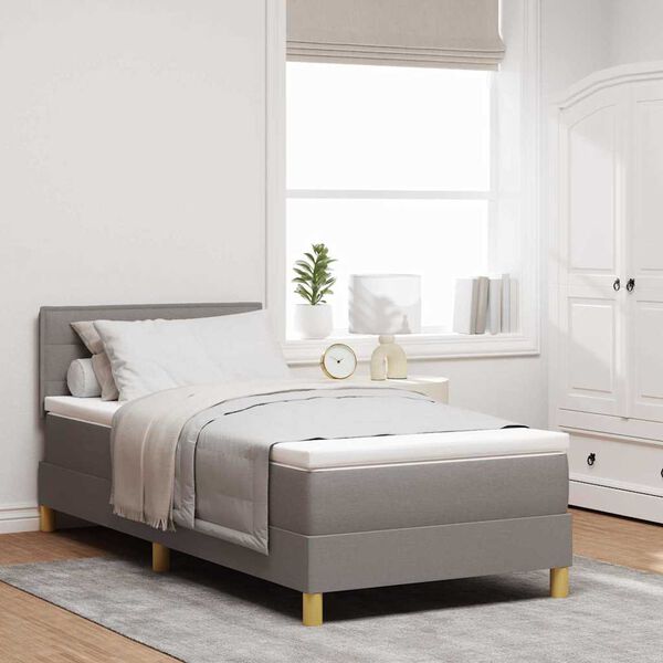 vidaXL Cama tipo Box Spring con colch&oacute;n Taup&eacute; 100 x 200 cm tela