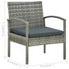 vidaXL Set de muebles bistro de jardín 3 piezas cojines ratán PE gris