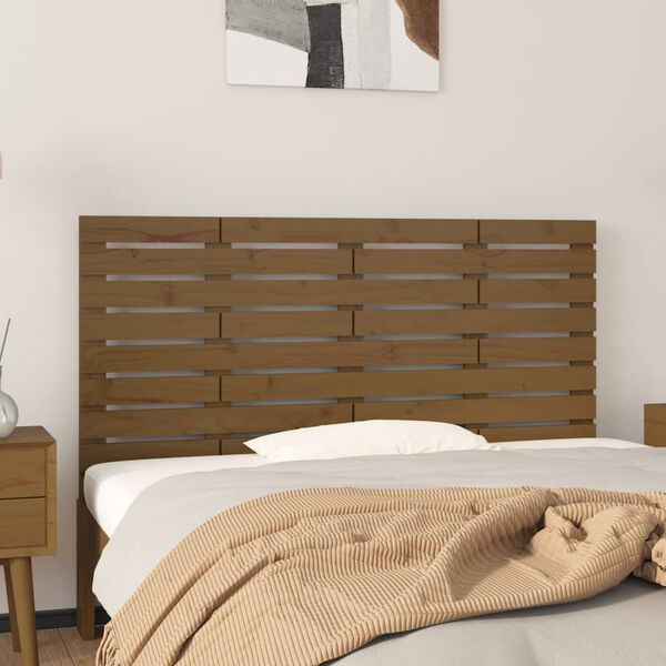 vidaXL Cabecero cama pared madera maciza pino marr&oacute;n miel 156x3x63 cm