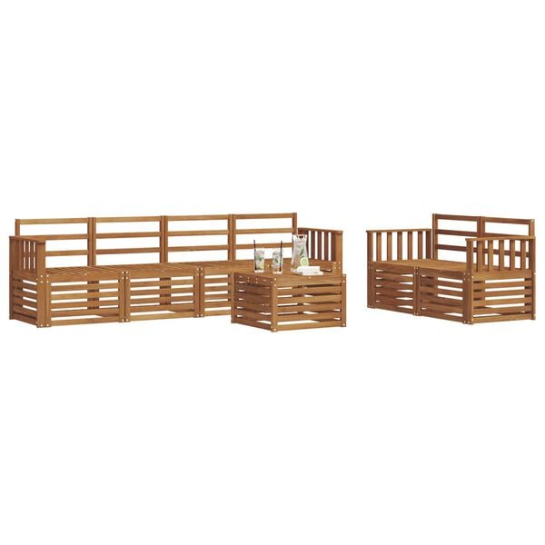 vidaXL Juegos de sof&aacute;s 7 pcs Natural Madera de Acacia S&oacute;lida