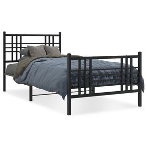 vidaXL Estructura cama sin colch&oacute;n con estribo metal negro 100x190 cm