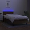 vidaXL Cama box spring con colch&oacute;n LED tela marr&oacute;n oscuro 90x200 cm