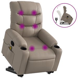vidaXL Sill&oacute;n reclinable masaje pie cuero artificial color capuchino