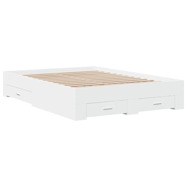 vidaXL Cama con cajones madera de ingenier&iacute;a blanco 120x200 cm