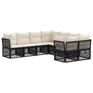 vidaXL Conjunto de sof&aacute;s de jard&iacute;n 8 uds. 8 plaza Negro