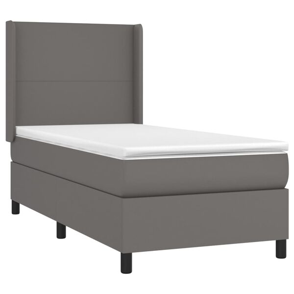 vidaXL Cama box spring con colch&oacute;n cuero sint&eacute;tico gris 80x200 cm