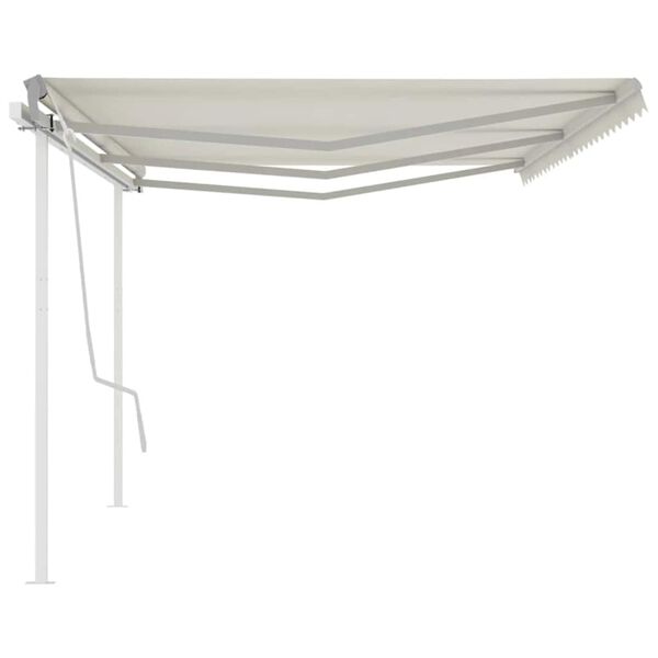 vidaXL Toldo retr&aacute;ctil manual con postes crema 6x3 m