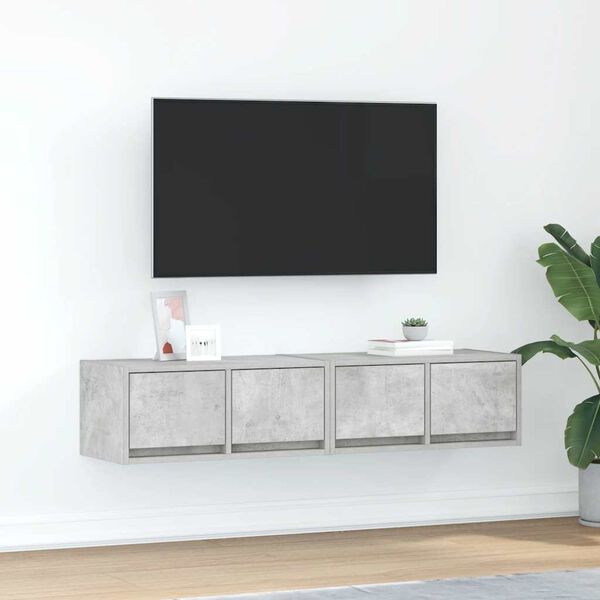 vidaXL Muebles de TV 2uds madera ingenier&iacute;a gris hormig&oacute;n 60x31x25,5cm