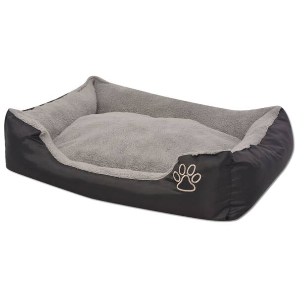 vidaXL Cama para perro con coj&iacute;n acolchado Talla L negra