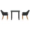 vidaXL Conjunto de Comedor de Jard&iacute;n 3 pcs Negro rat&aacute;n sint&eacute;tico