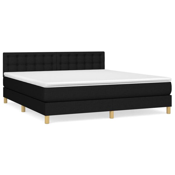 vidaXL Cama box spring con colch&oacute;n tela negro 160x200 cm