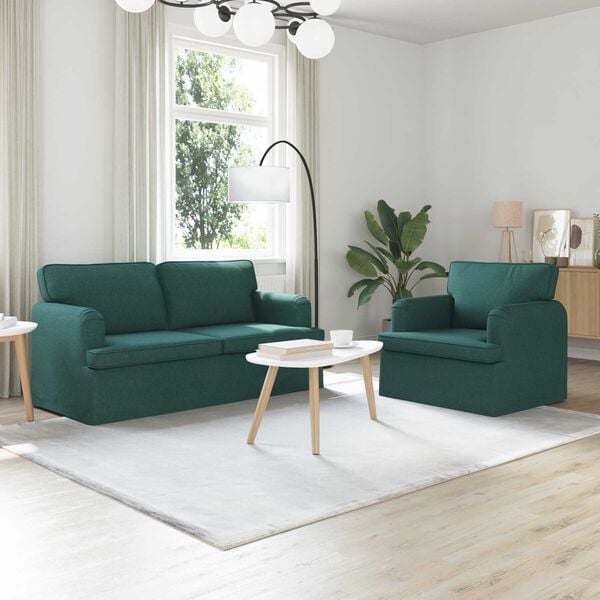 vidaXL Sof&aacute; 140cm 2 pcs Verde oscuro Metal