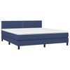 vidaXL Cama box spring colch&oacute;n y luces LED tela azul 160x200 cm