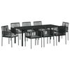 vidaXL Conjunto de Comedor de Jard&iacute;n 9 uds. Negro Rat&aacute;n sint&eacute;tico