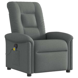 vidaXL Sill&oacute;n reclinable de masaje de tela gris oscuro