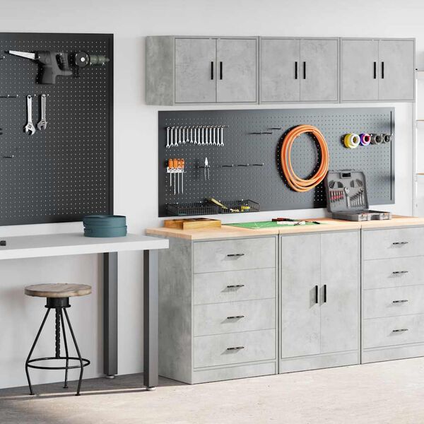 vidaXL Armarios 2 uds para garaje madera de ingenier&iacute;a ris hormig&oacute;n