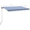 vidaXL Toldo autom&aacute;tico LED sensor de viento azul y blanco 300x250 cm