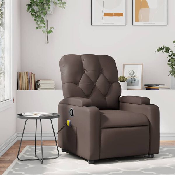 vidaXL Sill&oacute;n de masaje reclinable cuero sint&eacute;tico marr&oacute;n