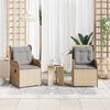 vidaXL Sillones reclinables de jard&iacute;n con cojines beige 2 uds rat&aacute;n PE