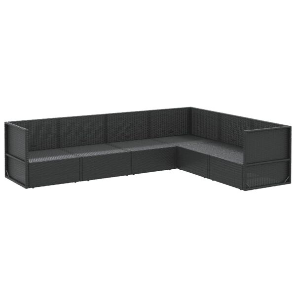 vidaXL Set muebles de jard&iacute;n 6 piezas y cojines rat&aacute;n sint&eacute;tico negro