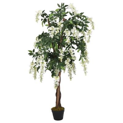 vidaXL Árbol de wisteria artificial 560 hojas verde y blanco 80 cm