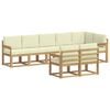 vidaXL Conjunto de sof&aacute;s de exterior 8 uds. Blanco y Crema Poli&eacute;ster