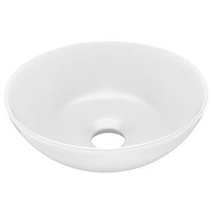 vidaXL Lavabo de cuarto de ba&ntilde;o redondo cer&aacute;mica blanco mate