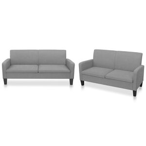vidaXL Juego de sof&aacute;s 2 piezas tela gris claro