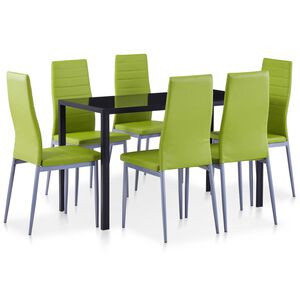 vidaXL Conjunto de mesa y sillas de comedor 7 piezas verde