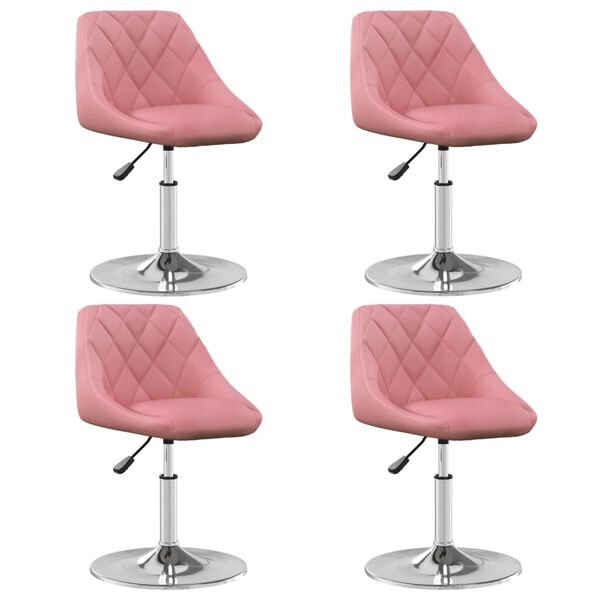 vidaXL Sillas de comedor giratorias 4 unidades de terciopelo rosa