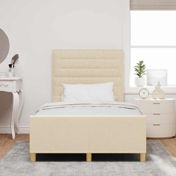 vidaXL Estructura de cama con cabecera Crema 120 x 200 cm tela