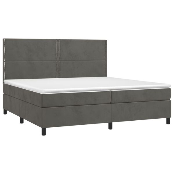vidaXL Cama box spring con colch&oacute;n terciopelo gris oscuro 200x200 cm