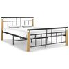 vidaXL Estructura de cama sin colch&oacute;n metal madera de roble 140x200 cm
