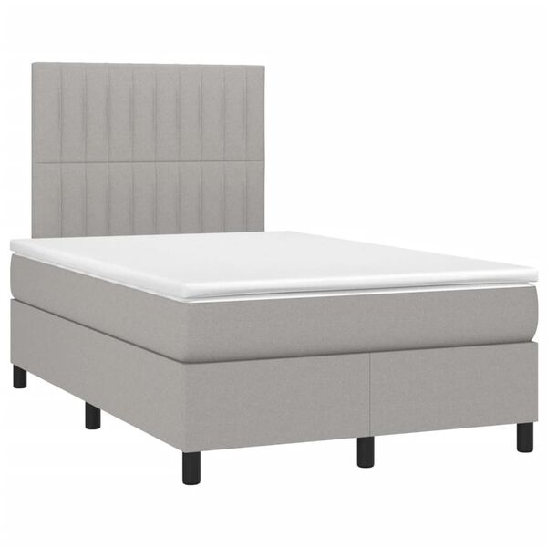 vidaXL Cama box spring con colch&oacute;n tela gris claro 120x190 cm
