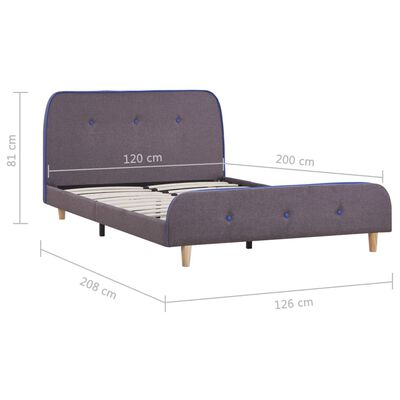 vidaXL Estructura de cama de tela gris topo 120x200 cm