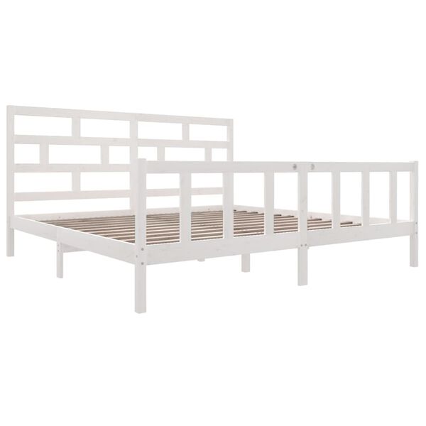 vidaXL Estructura de cama madera maciza blanco Super King 180x200 cm