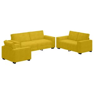 vidaXL Juego de sof&aacute;s con cojines 3 piezas terciopelo amarillo