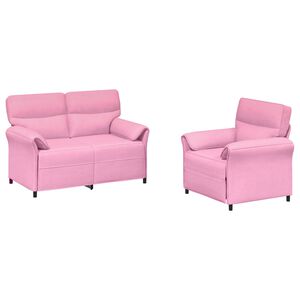 vidaXL Juego de Sof&aacute; 2 uds. Rosa Tela