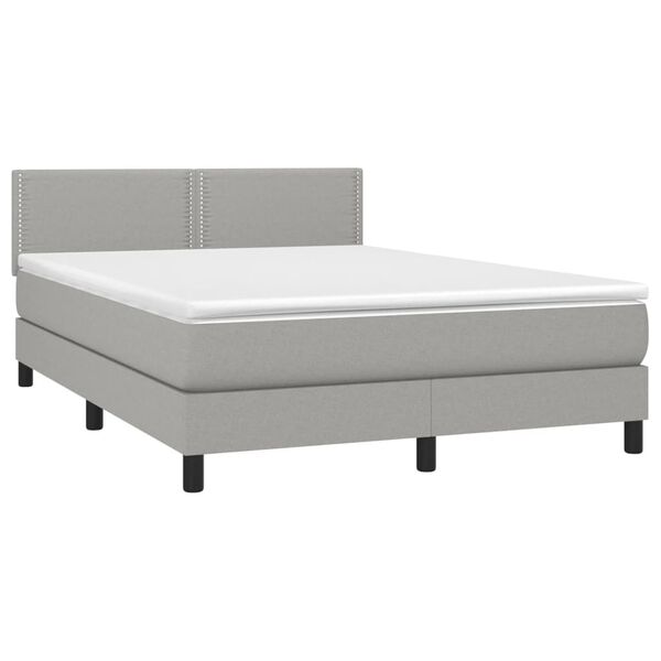 vidaXL Cama box spring con colch&oacute;n tela gris claro 140x190 cm