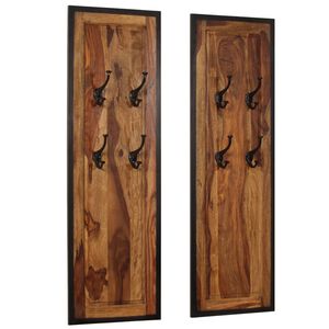 vidaXL Percheros 2 unidades de madera maciza de acacia