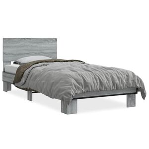 vidaXL Estructura cama madera ingenier&iacute;a metal gris Sonoma 75x190 cm